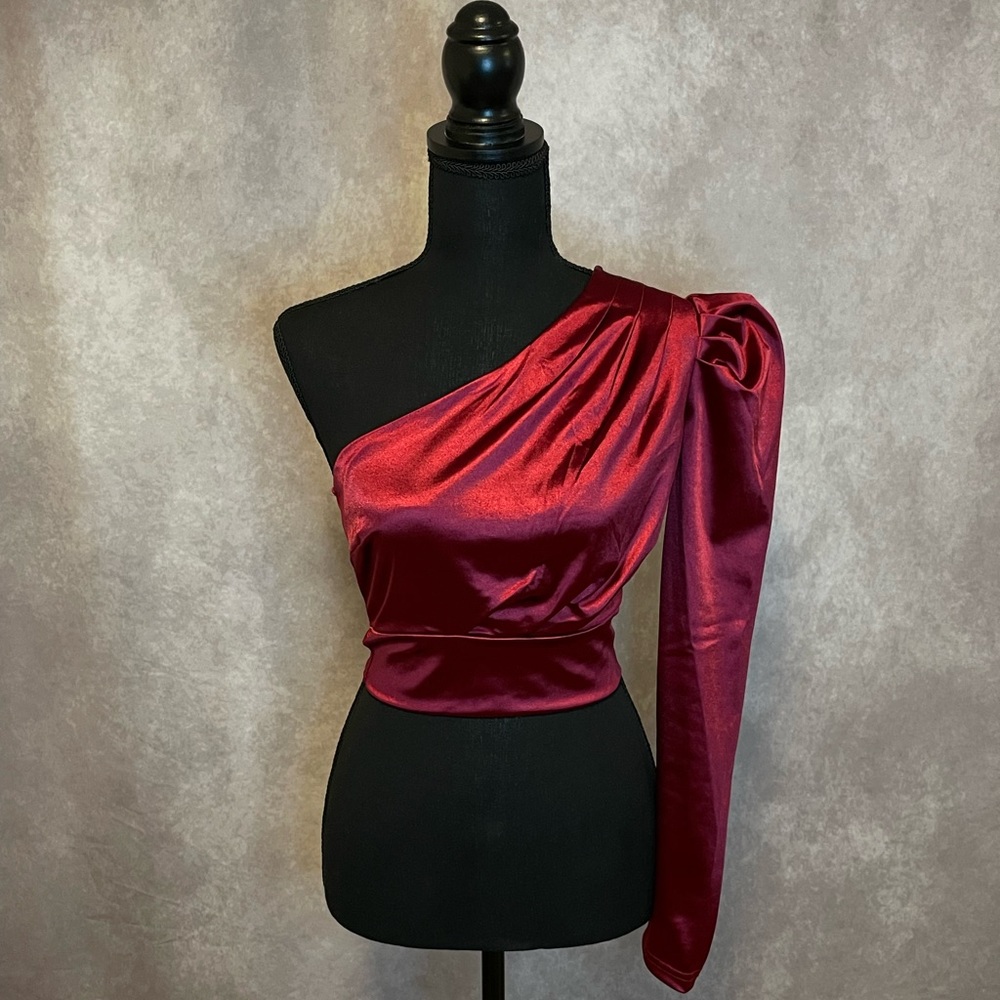 Satin One Sleeve Crop Top